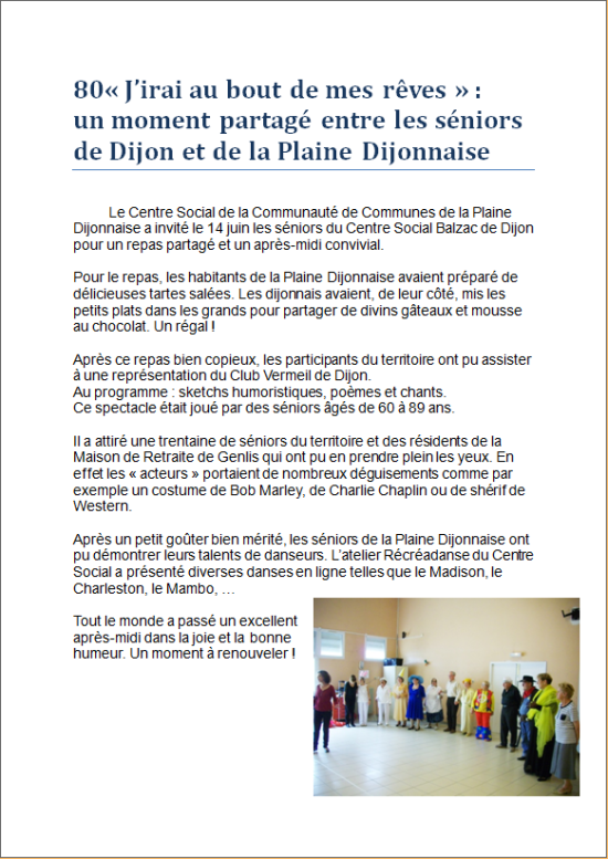 Article de presse échanges séniors